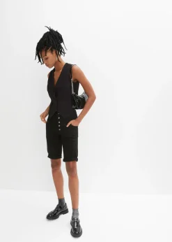 Hot Bermudas de mezcla de algodón elástico Mujer Shorts|Pantalones