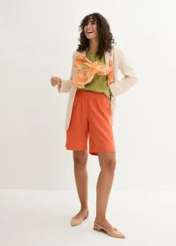 Hot Bermudas de mezcla de lino y viscosa Mujer Shorts|Pantalones