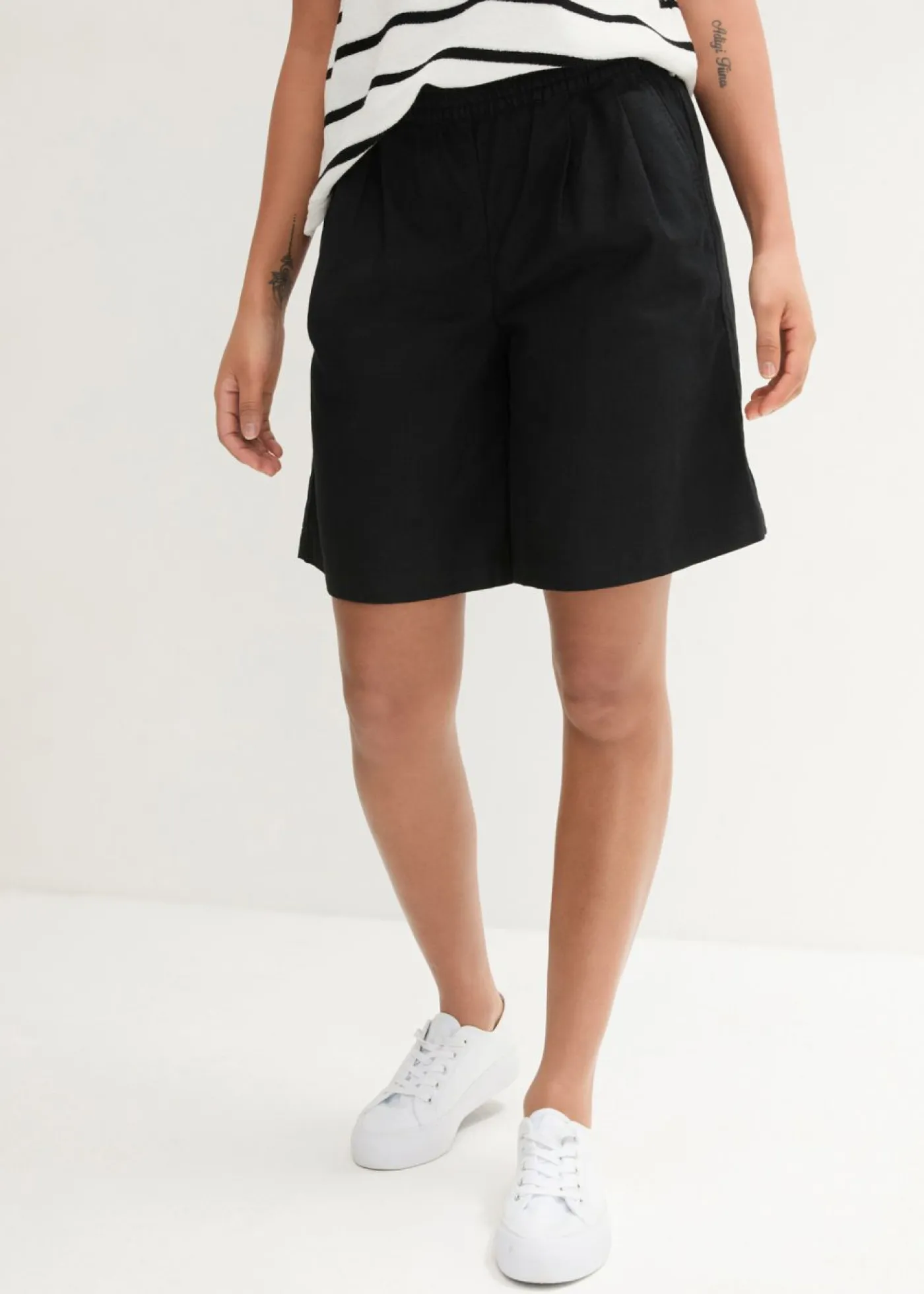 Sale Bermudas de mezcla de lino y algodón Mujer Shorts|Pantalones