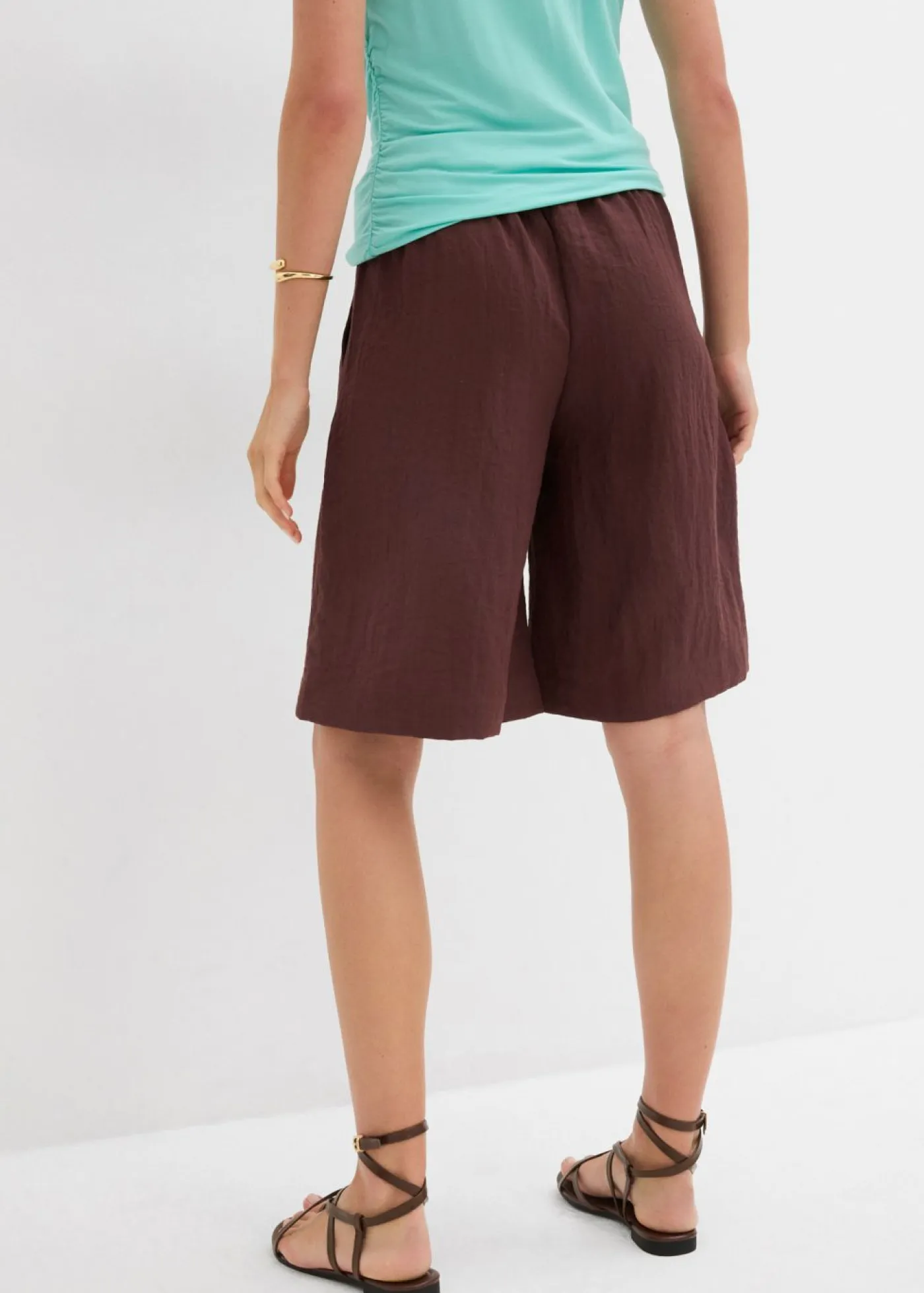 Hot Bermudas de mezcla de viscosa fluida Mujer Shorts|Pantalones
