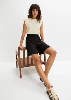 Best Bermudas de punto con cinturilla cómoda Mujer Shorts|Pantalones