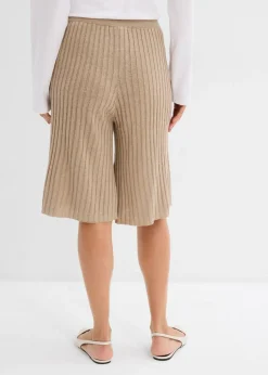 Clearance Bermudas de punto de mezcla de viscosa con talle alto Mujer Esenciales|Shorts