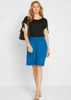 Best Bermudas de punto de mezcla de viscosa Mujer Shorts|Pantalones