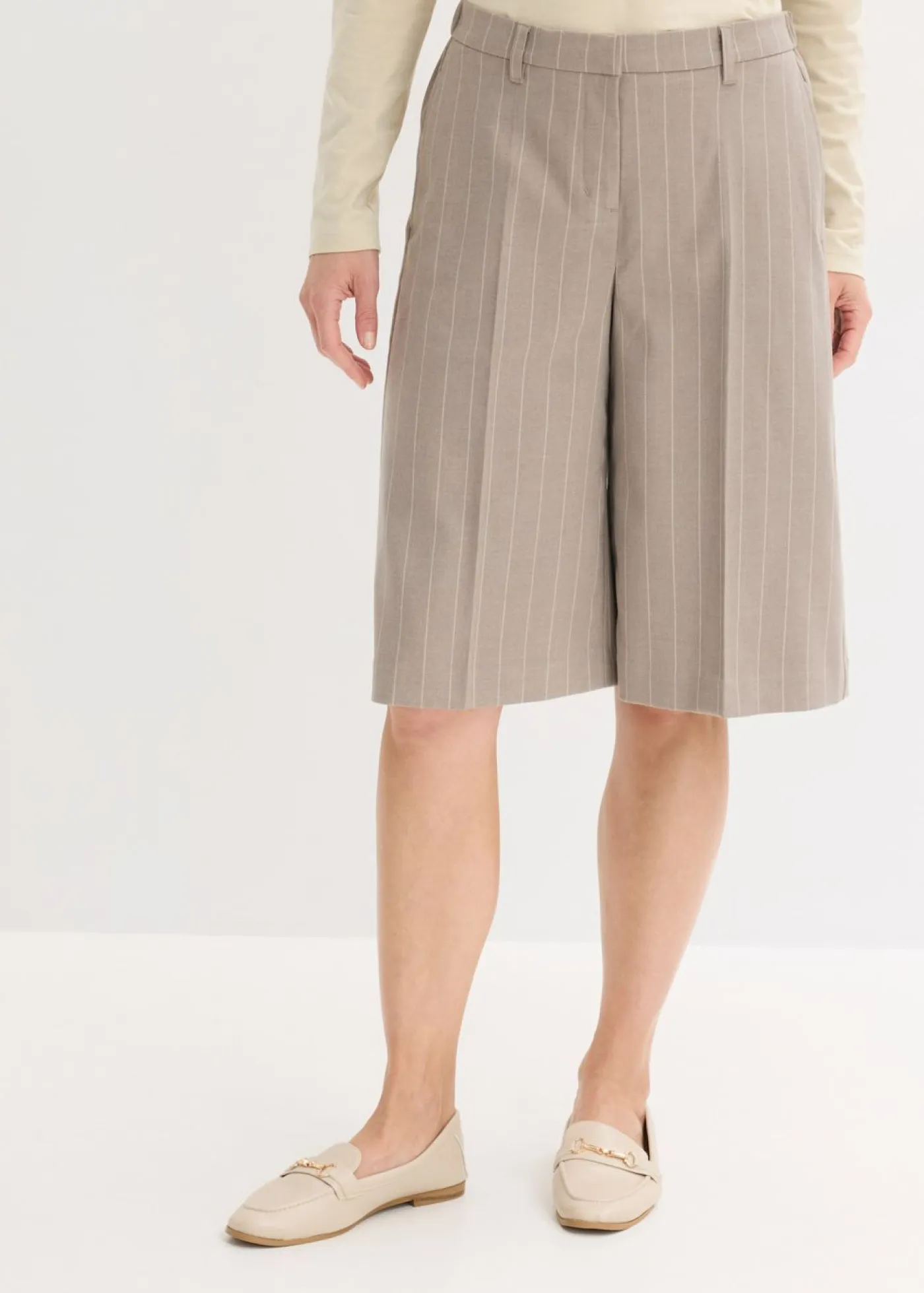 Best Bermudas de raya diplomática con pinzas Mujer Shorts|Pantalones