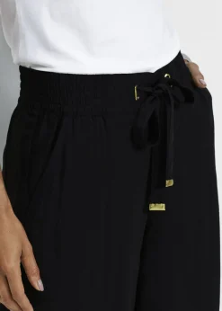 New Bermudas de viscosa con cinturón Mujer Shorts|Pantalones