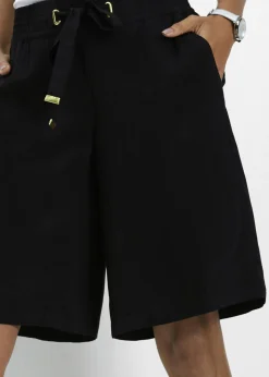 New Bermudas de viscosa con cinturón Mujer Shorts|Pantalones