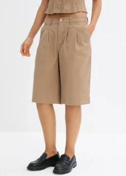 New Bermudas largas de mezcla de algodón elástico Mujer Conjuntos De Ropa|Shorts