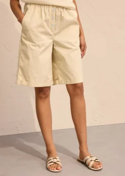 Hot Bermudas papertouch de mezcla de algodón Mujer Shorts|Pantalones