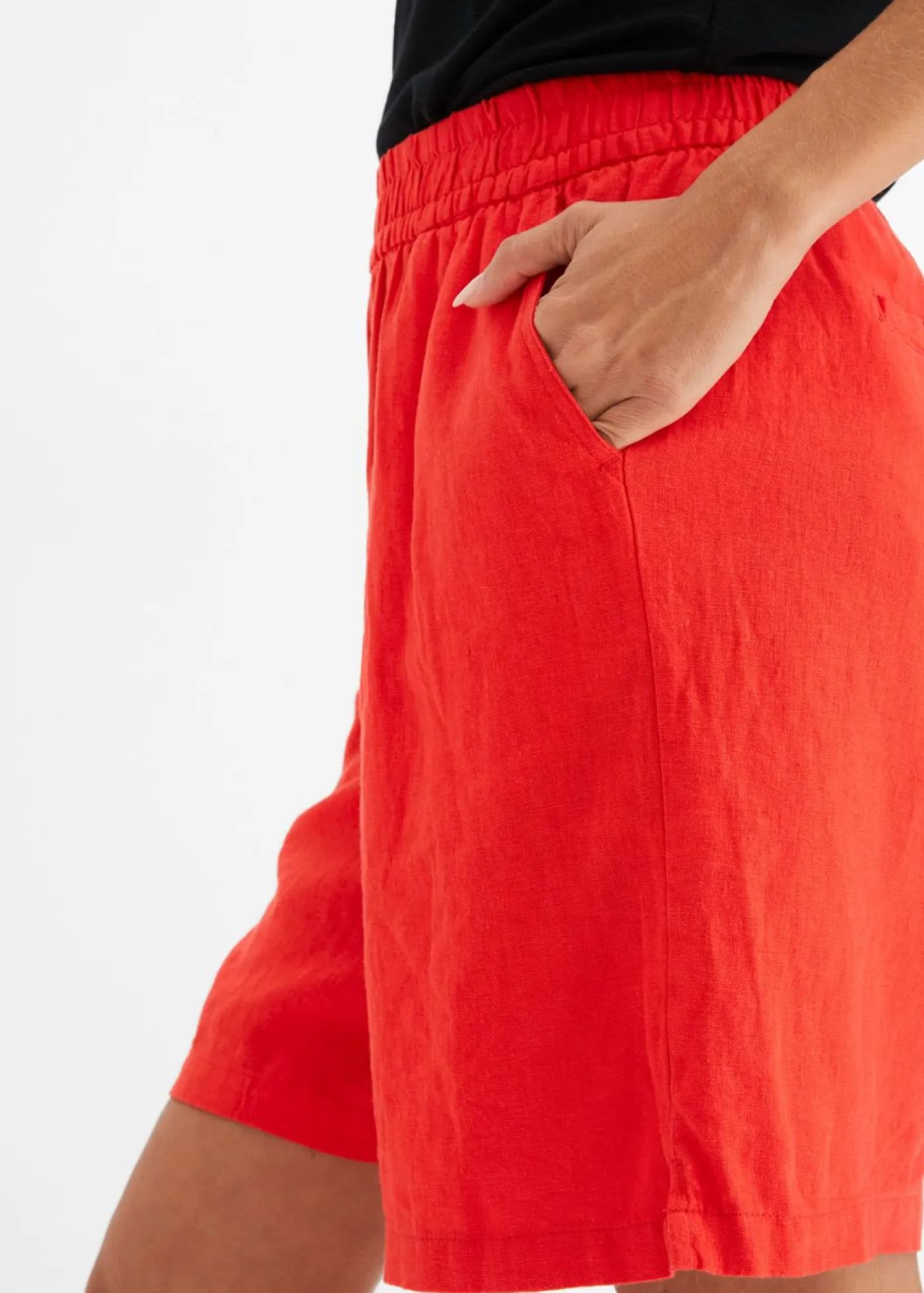 Clearance Bermudas sin cierre de mezcla de lino vaporoso Mujer Shorts|Pantalones