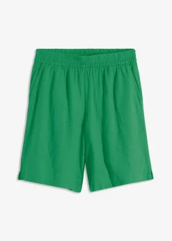 Online Bermudas sin cierre de mezcla de lino vaporoso Mujer Shorts|Pantalones