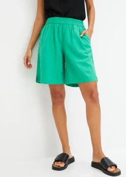 Online Bermudas sin cierre de mezcla de lino vaporoso Mujer Shorts|Pantalones