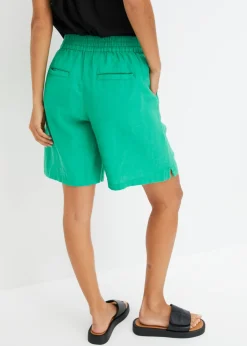 Online Bermudas sin cierre de mezcla de lino vaporoso Mujer Shorts|Pantalones