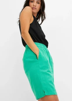 Online Bermudas sin cierre de mezcla de lino vaporoso Mujer Shorts|Pantalones
