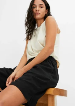 Sale Bermudas sin cierre de mezcla de lino vaporoso Mujer Shorts|Pantalones