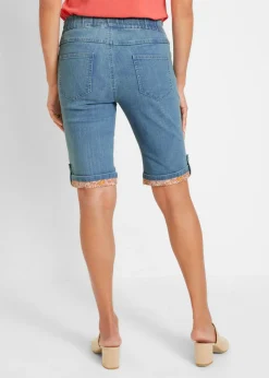 Hot Bermudas vaqueras con dobladillo de color Mujer Shorts