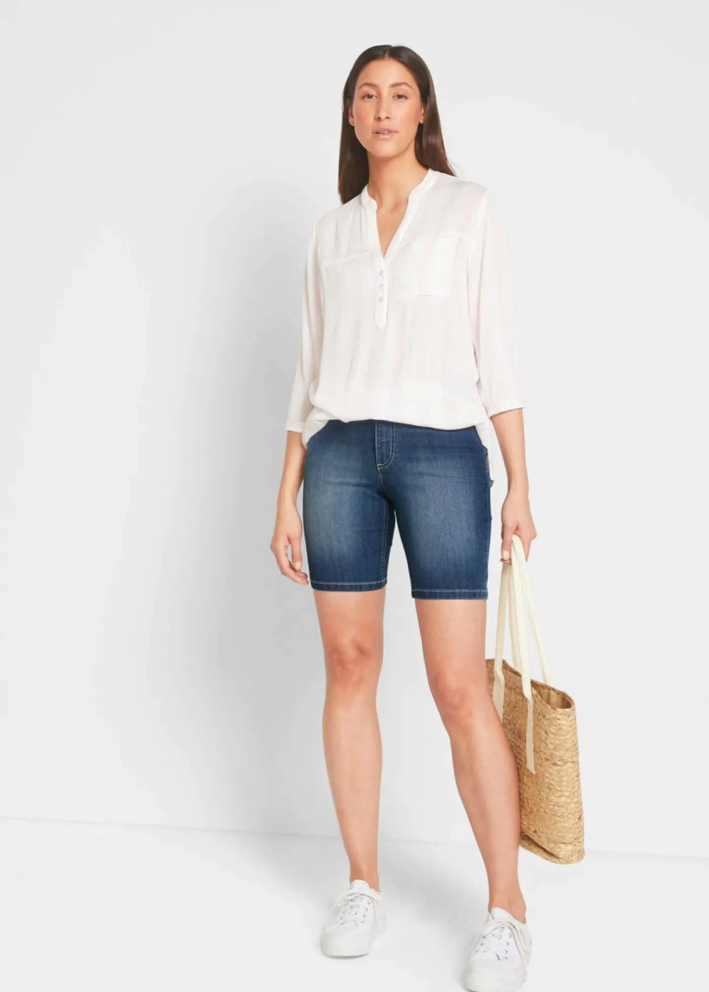 Sale Bermudas vaqueras de talle medio Mujer Shorts|Vaqueros