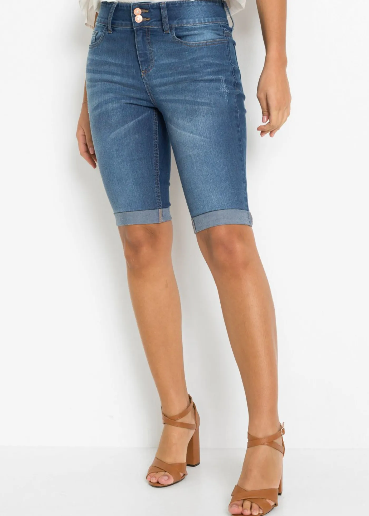 Outlet Bermudas vaqueras de talle medio Mujer Shorts|Vaqueros