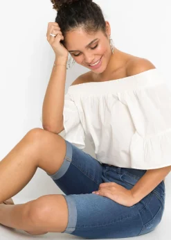 Outlet Bermudas vaqueras de talle medio Mujer Shorts|Vaqueros