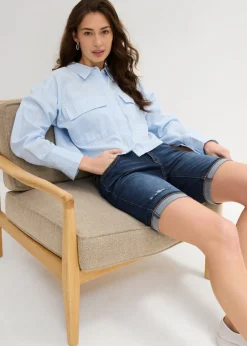 Discount Bermudas vaqueras de talle medio Mujer Shorts|Vaqueros