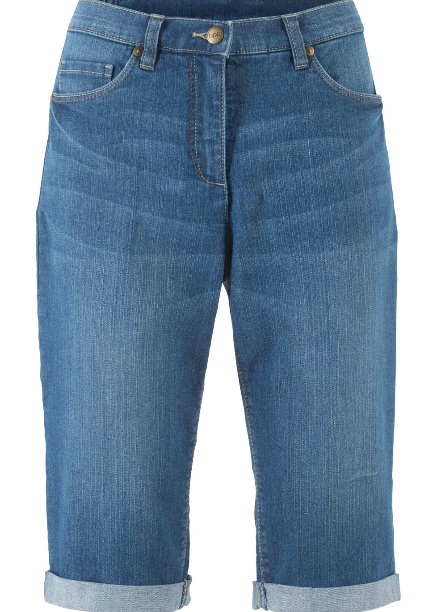 Hot Bermudas vaqueras, elásticas, con bajo enrollado Mujer Shorts|Vaqueros