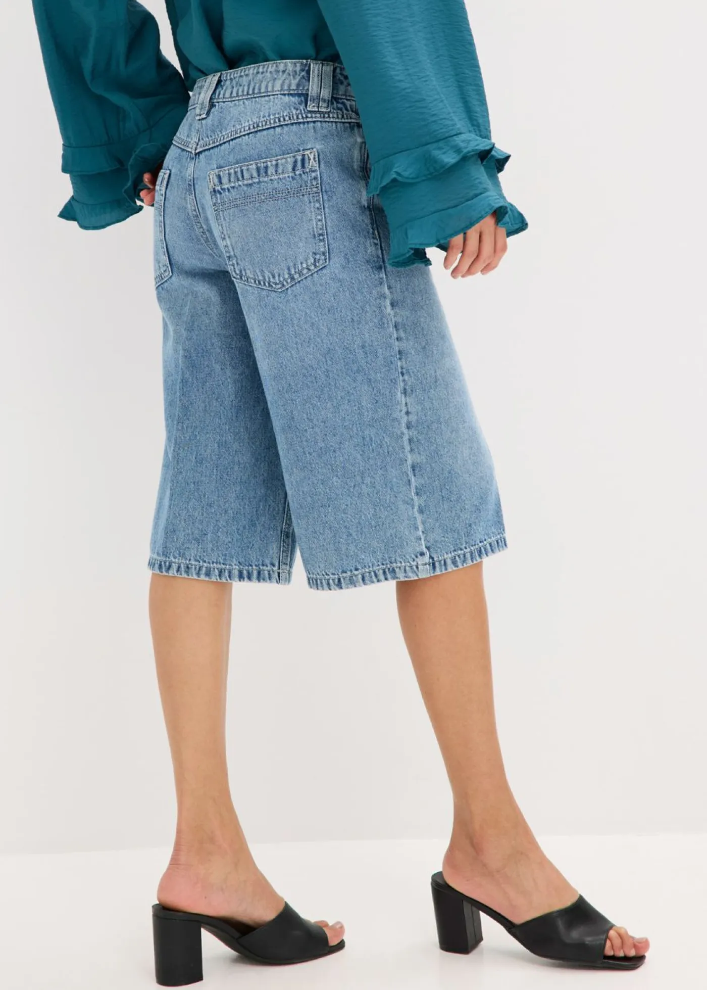 Outlet Bermudas vaqueras mid waist, low stretch Mujer Shorts|Vaqueros