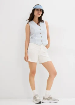 New Bermudas vaqueras poco elásticas con talle medio Mujer Shorts|Vaqueros
