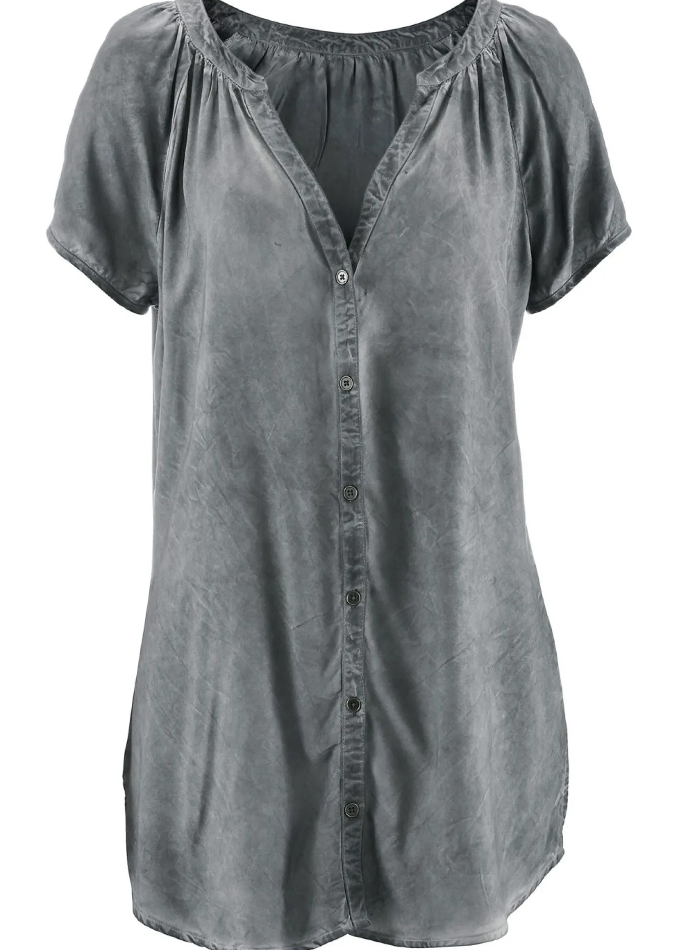 Blusa cold-dye de manga corta en algodón sostenible Mujer Camisas Y Blusas