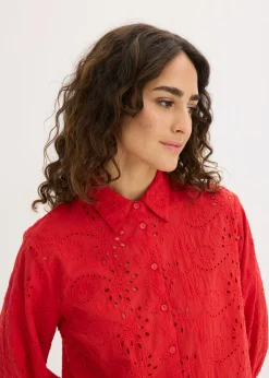 Outlet Blusa con bordado calado Mujer Camisas Y Blusas