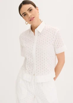 Outlet Blusa con bordado calado Mujer Camisas Y Blusas