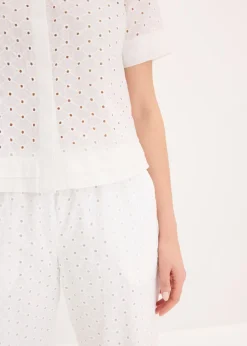 Outlet Blusa con bordado calado Mujer Camisas Y Blusas