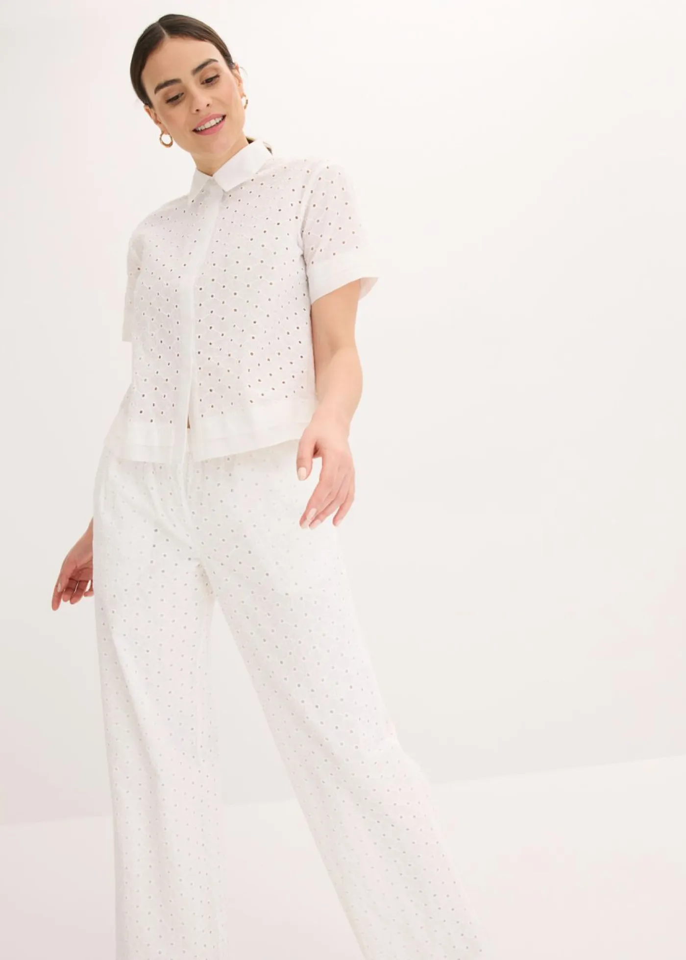 Outlet Blusa con bordado calado Mujer Camisas Y Blusas