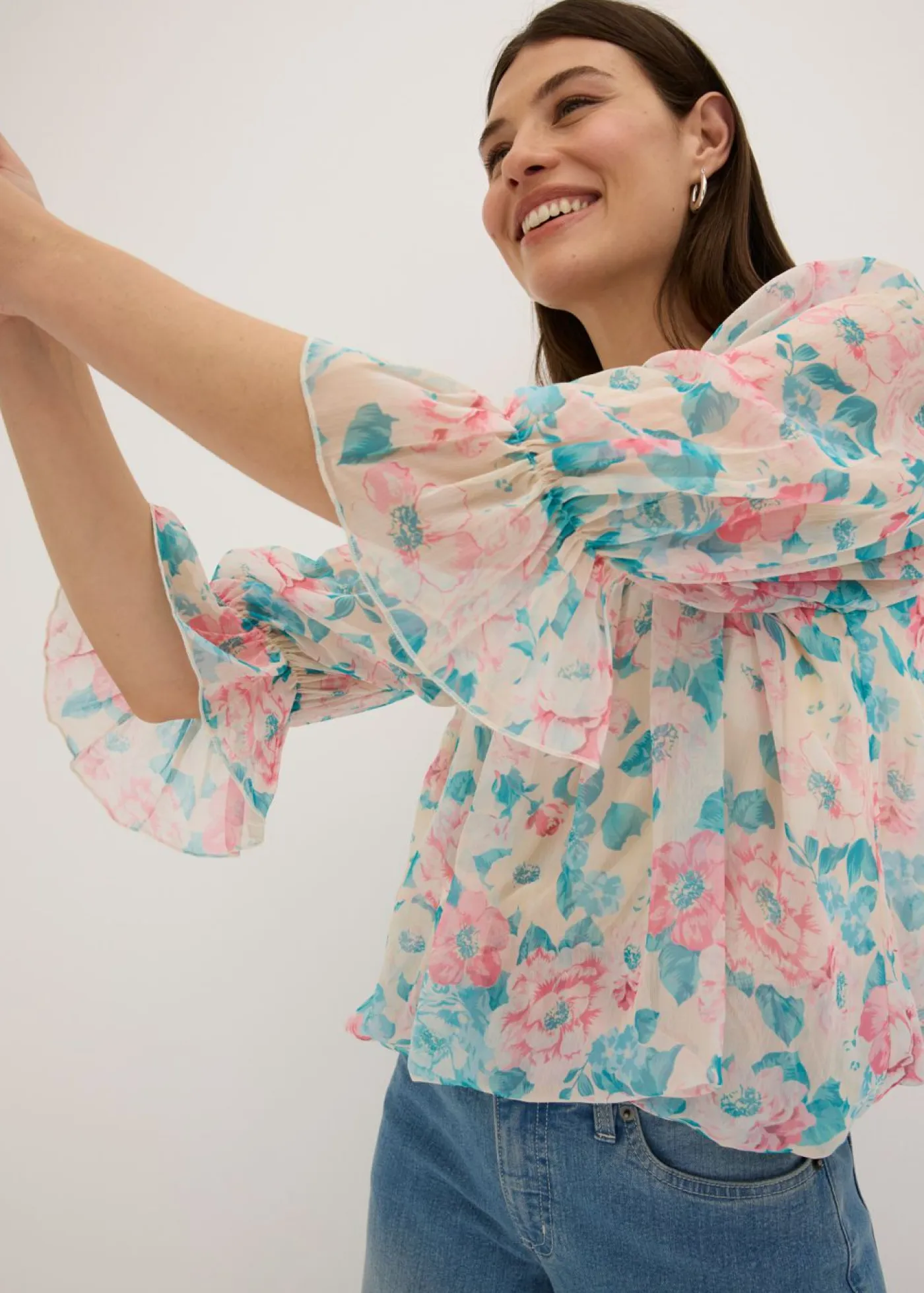 Outlet Blusa con dobladillo abullonado Mujer Camisas Y Blusas
