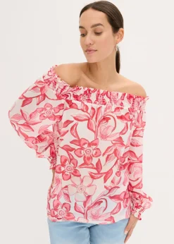 New Blusa con escote bañera estampada Mujer Camisas Y Blusas