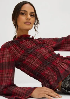 Best Blusa con inserto de nido de abeja Mujer Camisas Y Blusas