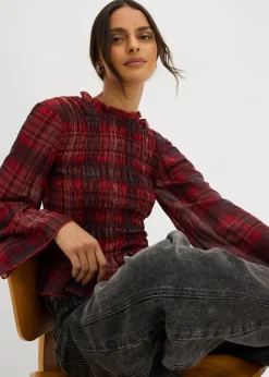 Best Blusa con inserto de nido de abeja Mujer Camisas Y Blusas