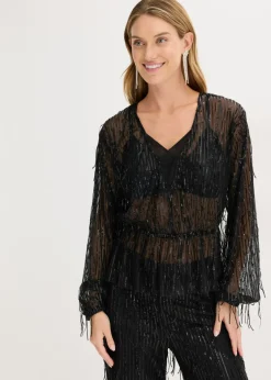 Best Blusa con lentejuelas y flecos Mujer Camisas Y Blusas