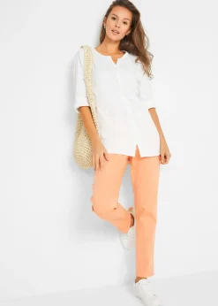 Hot Blusa con lino y mangas 3/4 Mujer Camisas Y Blusas|Novedades