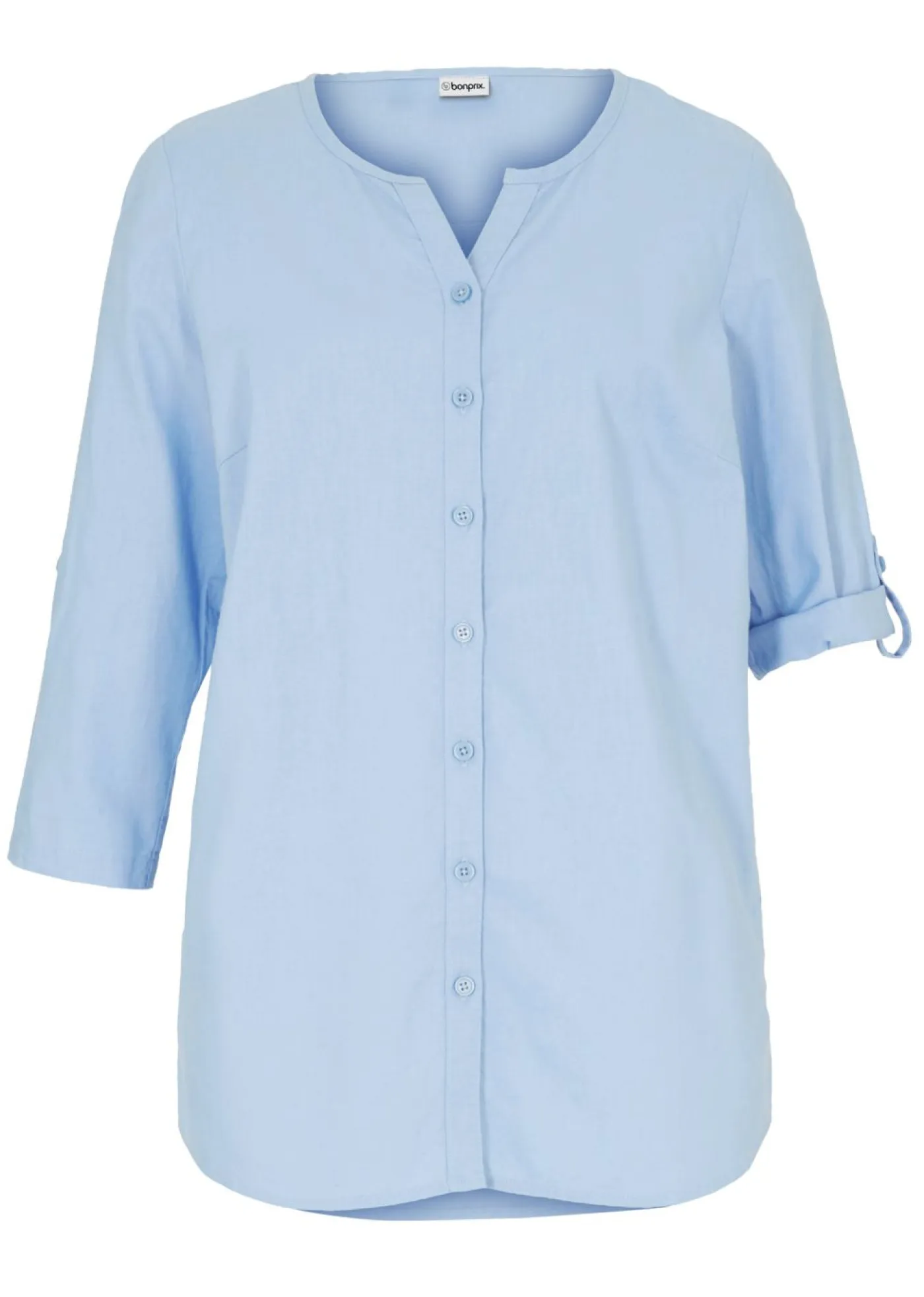 Discount Blusa con lino y mangas 3/4 Mujer Camisas Y Blusas|Novedades