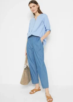 Discount Blusa con lino y mangas 3/4 Mujer Camisas Y Blusas|Novedades