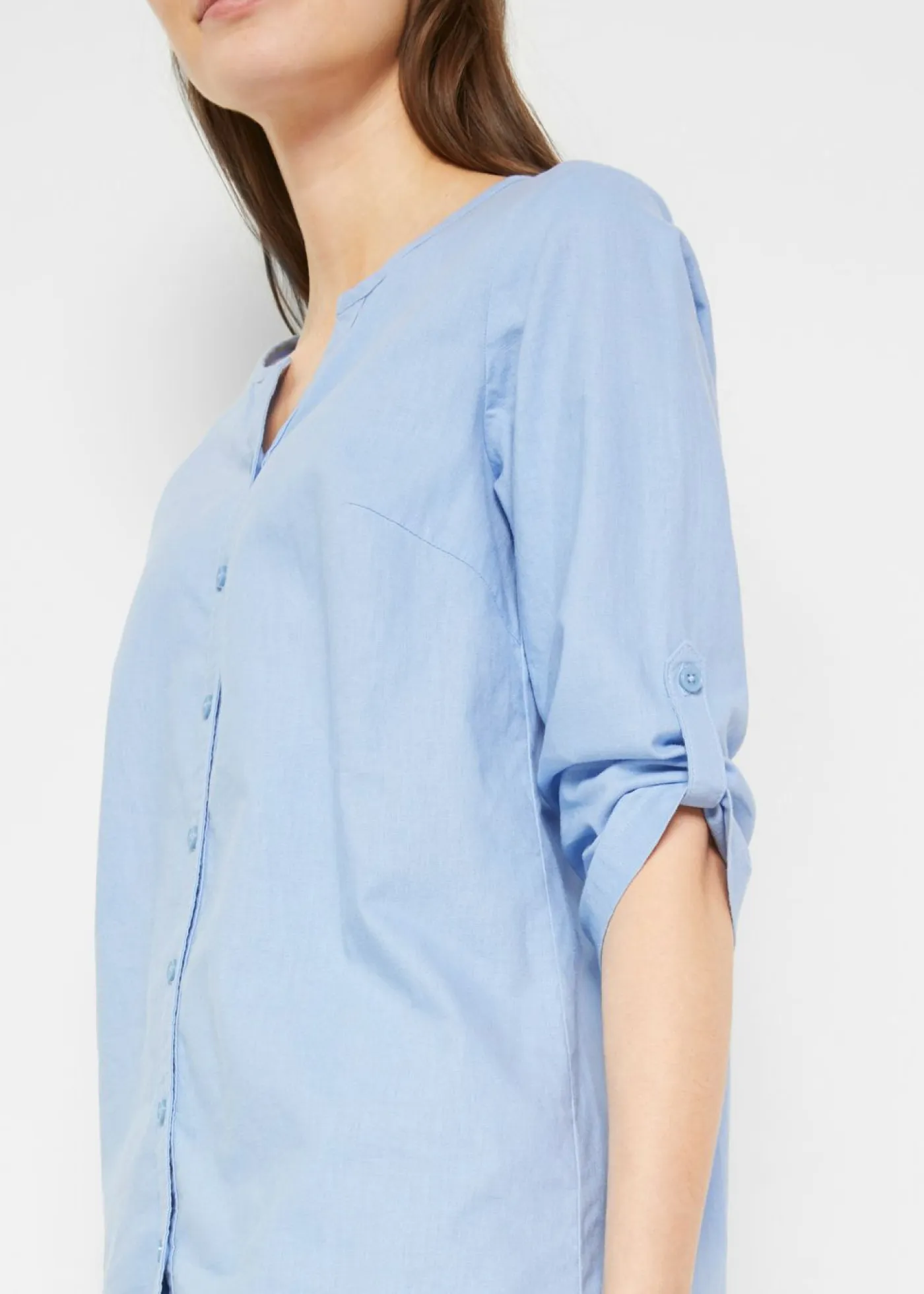 Discount Blusa con lino y mangas 3/4 Mujer Camisas Y Blusas|Novedades