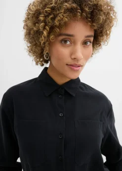 Online Blusa con mezcla de viscosa fluida Mujer Camisas Y Blusas|Novedades