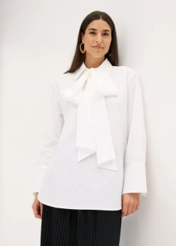 Outlet Blusa con solapa de algodón puro Mujer Camisas Y Blusas