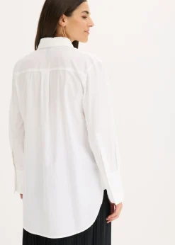 Outlet Blusa con solapa de algodón puro Mujer Camisas Y Blusas