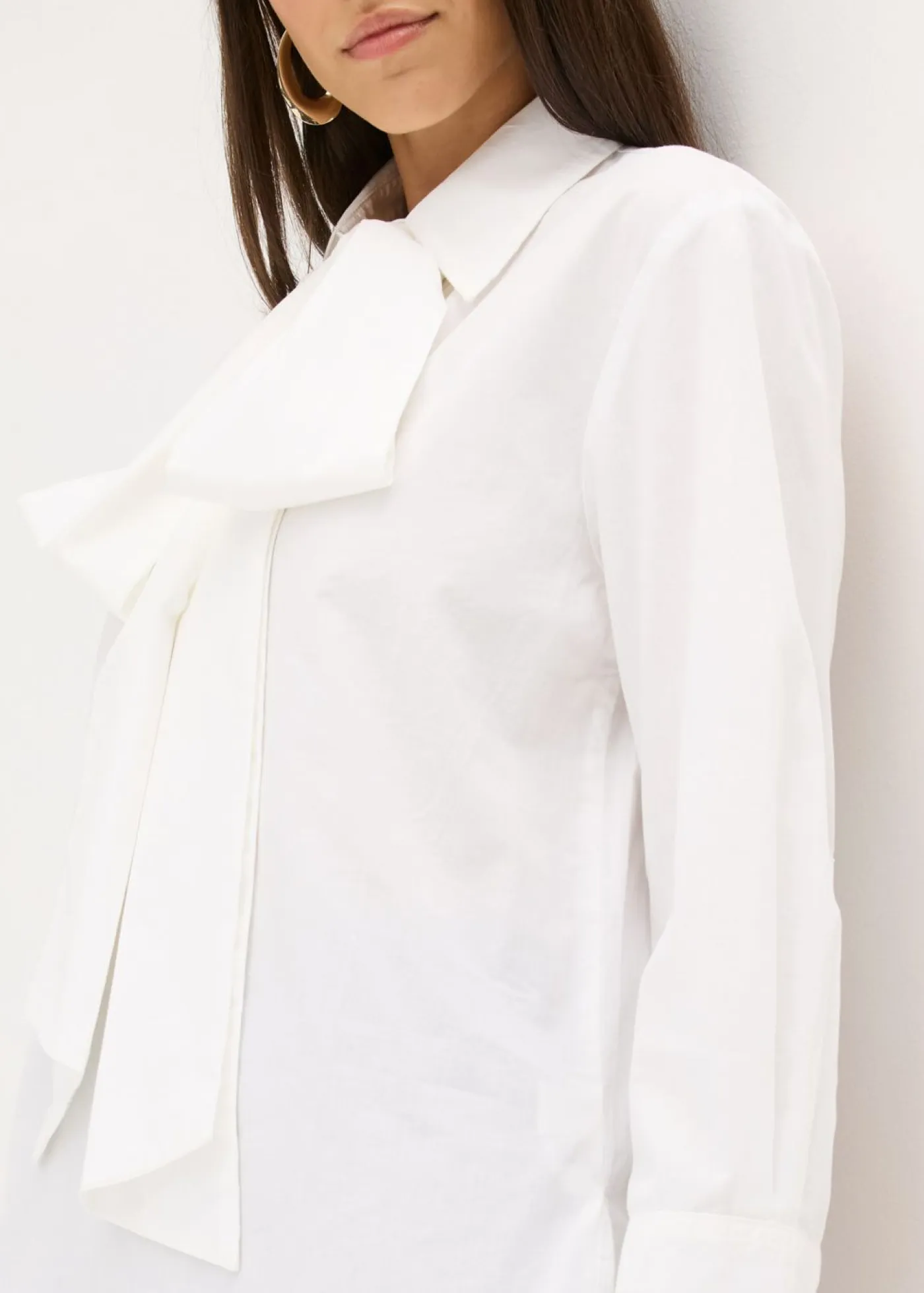 Outlet Blusa con solapa de algodón puro Mujer Camisas Y Blusas