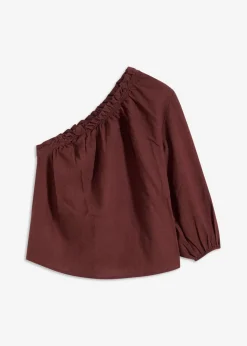 Hot Blusa con un hombro al descubierto y contenido de lino Mujer Camisas Y Blusas