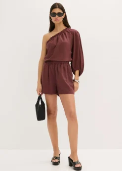 Hot Blusa con un hombro al descubierto y contenido de lino Mujer Camisas Y Blusas