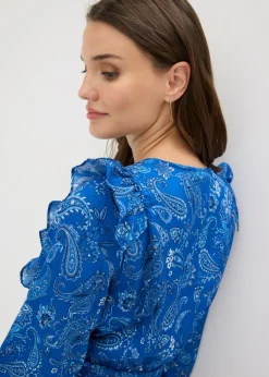 Outlet Blusa con volantes y nido de abeja Mujer Camisas Y Blusas