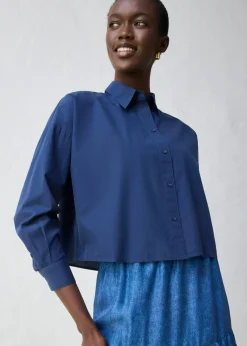 Sale Blusa corta oversize con contenido de seda Mujer Camisas Y Blusas