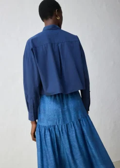 Sale Blusa corta oversize con contenido de seda Mujer Camisas Y Blusas