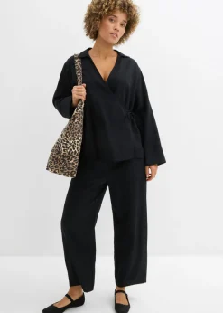 New Blusa cruzada de mezcla de lino Mujer Conjuntos De Ropa|Camisas Y Blusas